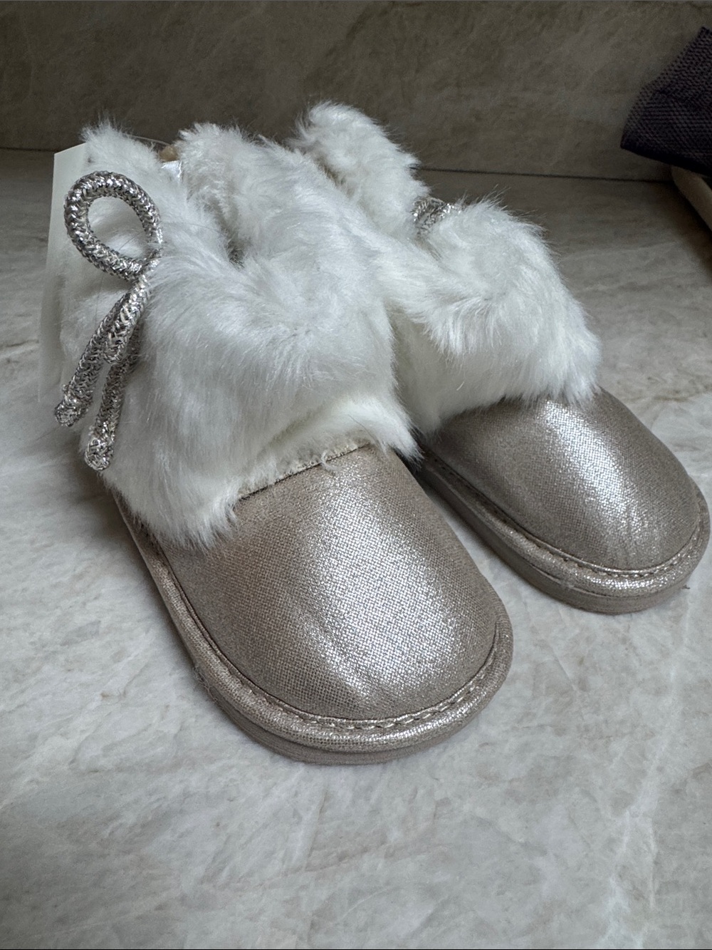 H&M Silver Metallic Faux-Fur Bootie for Kids